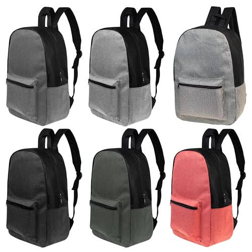 Moda West 24 Pack 17 inch Wholesale Bulk Backpack For Work School In Assorted Color Perfect For Donations and Giveaways