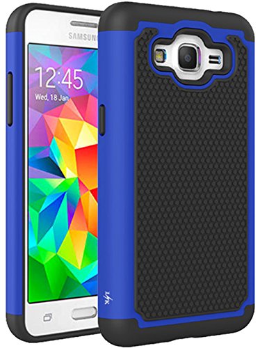 Grand Prime Case, LK [Shock Absorption] Hybrid Dual Layer Armor Defender Protective Case Cover for Samsung Galaxy Grand Prime (Blue)