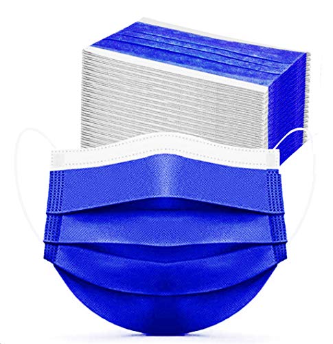 Face Shield of 100pcs Royal Blue Color Disposable Personal Protection Mouth-covering Breathable Dust Proof for Adults,Indoor,Outdoor Use