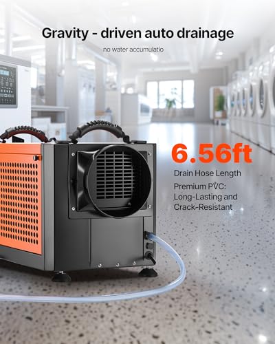 Image of VEVOR 70 Pints Commercial Dehumidifier with Drain Hose, Portable Crawl Space Dehumidifiers for Basement Storage Room Industrial, Auto Defrost /Drainage, Heavy-duty Galvanized Steel, LED Indicate