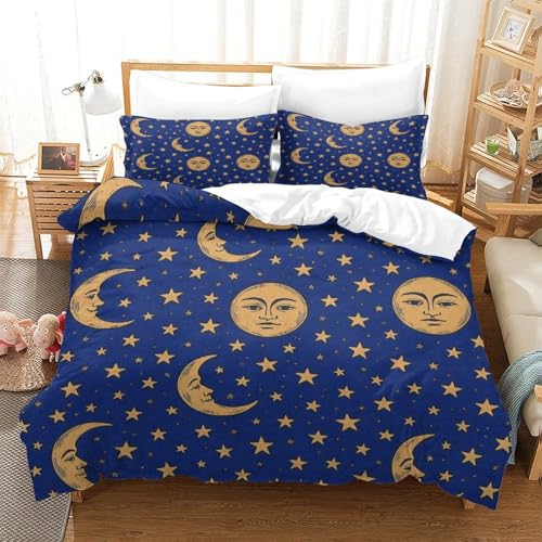 Housse de couette lune et soleil microfibre ultra douce parure de lit résistante - 3