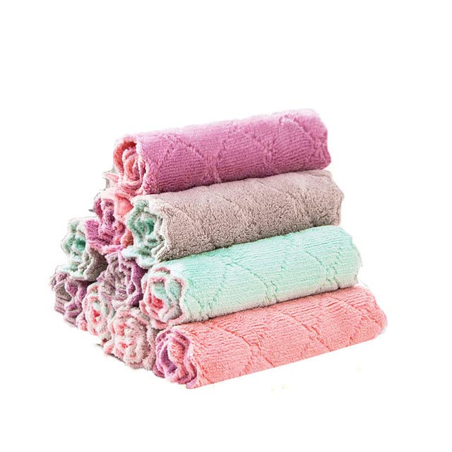 Paño de Limpieza de Microfibra Trapos Absorción de Agua Antiadherente Lavado de Aceite Toalla de Cocina Herramientas domésticas Limpieza Herramientas de Limpieza-Mezcla de Colores 26x16,50pcs