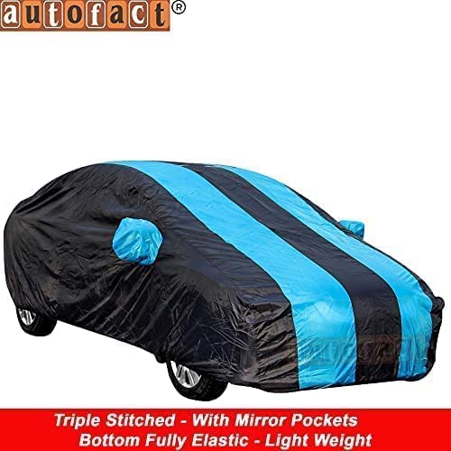 Image of Autofact Car Body Cover with Mirror Pockets Compatible for Mahindra Bolero Neo (Triple Stitched, Bottom Fully Elastic, Teak Blue Color)