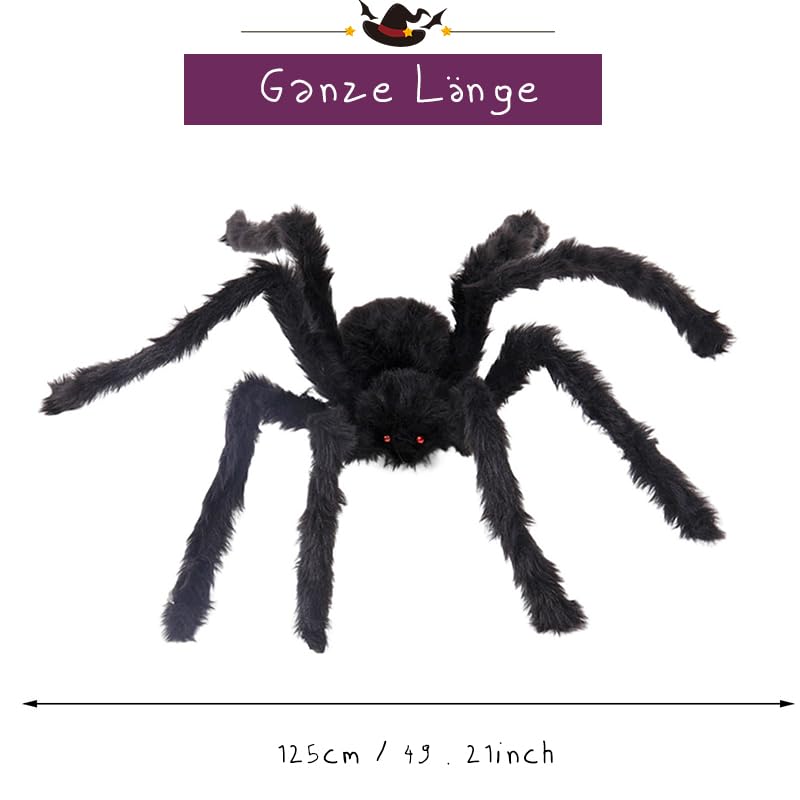 Halloween Spinnennetz Deko Set - 5m Netz, 1,5m Riesenspinne, Mini-Spinnen, Für Innen & Außen