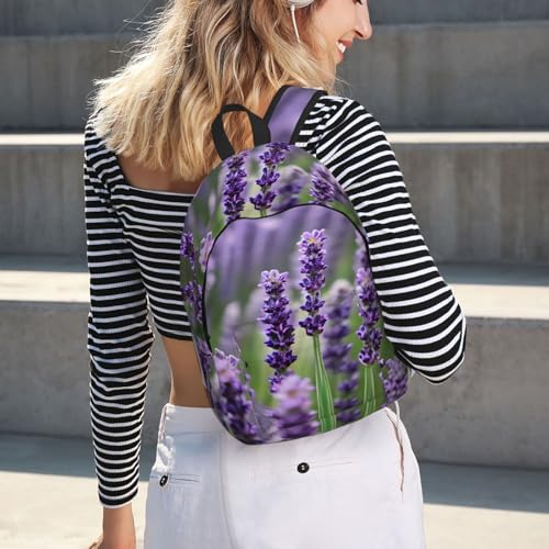 Mochila de viaje cómoda con estampado de lavanda que evita el dolor de espalda 7