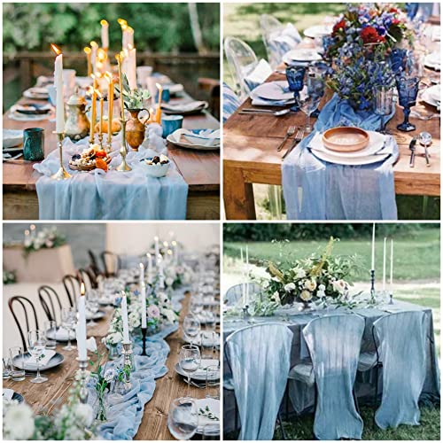 15 Pack Cheesecloth Table Runner 10Ft Gauze Cheese Cloth 35X120 Inch Boho Table Runner Holiday Table Runner Table Cover For Wedding Birthday Party Bridal Shower Reception Table Décor (Dusty Blue) #TOP4