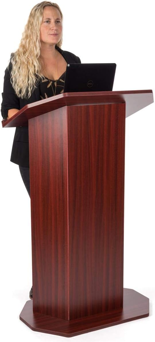 Displays2go Affordable Wood Finish Lecterns – Mahogany (OLILCTOPBSM) : Office Products