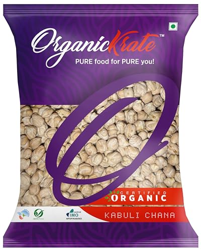 Image of OrganicKrate Organic Kabuli Chana /ChickPea /Chole /Garbanzo Beans /Chick Peas /Pindi Chana /White Chole /White ChickPea /Kabuli - 900 Grams (Medium Size)