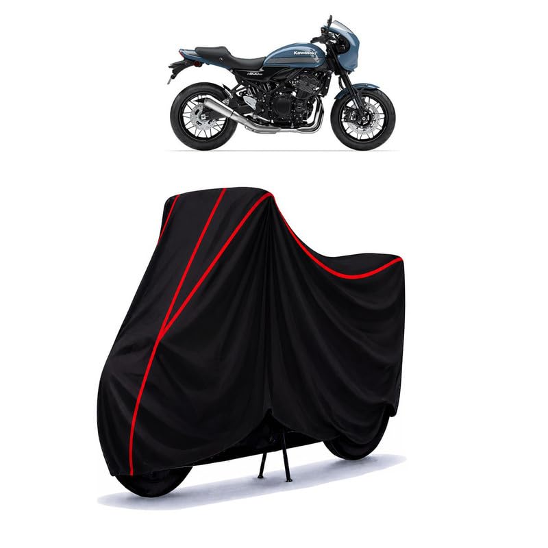 Image of Z 900 RS Cafe Racer Water Resistant Bike Cover for All Motorcycles & Rain | Heavy Duty Taffeta Fabric | UV Protection, Dustproof, Scratchproof | All Weather Two Wheeler Body Cover with Elastic Bottom