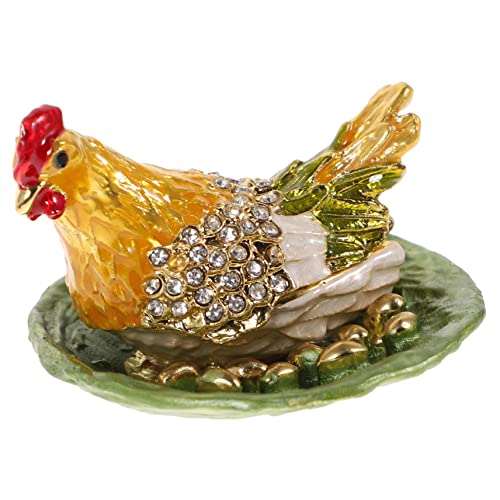 Didiseaon 1 PC Poule Pondant des Oeufs Ornements Bijoux Vintage Bonbons Ornement Plateau De Boucle d'oreille Plateau De Bijoux Décoratif Boîte De Rangement en Métal Bonbons Snack Bol Décor