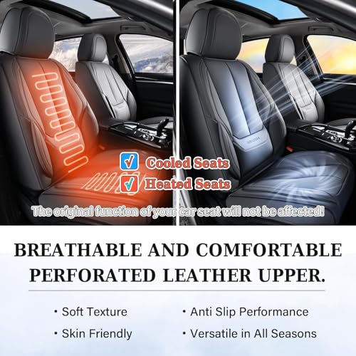 Image of Coverado Seat Covers, Car Seat Covers Front Seats, Car Seat Cover, Car Seat Protector Waterproof, Car Seat Cushion Nappa Leather, Black Seat Covers Carseat Cover Universal Fit for Most Cars