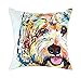 Redland Art Cute Pet Bichon Frise Dog Pattern Throw Pillow Covers Cotton Polyester Cushion Cover Cases Pillowcases Sofa Home Decor 18”x 18”Inch (45 x 45cm)