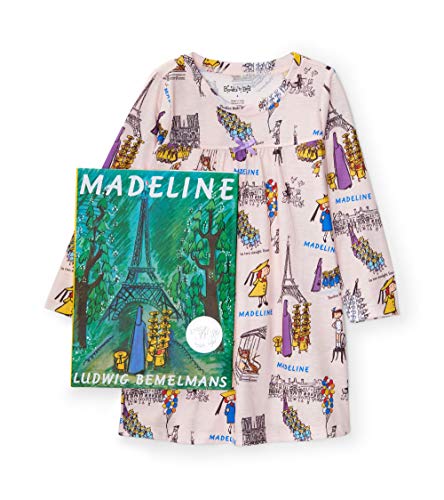 Books to Bed Girls' Book and Long Sleeve Printed Nightgown Set, Madeline, 2 Years