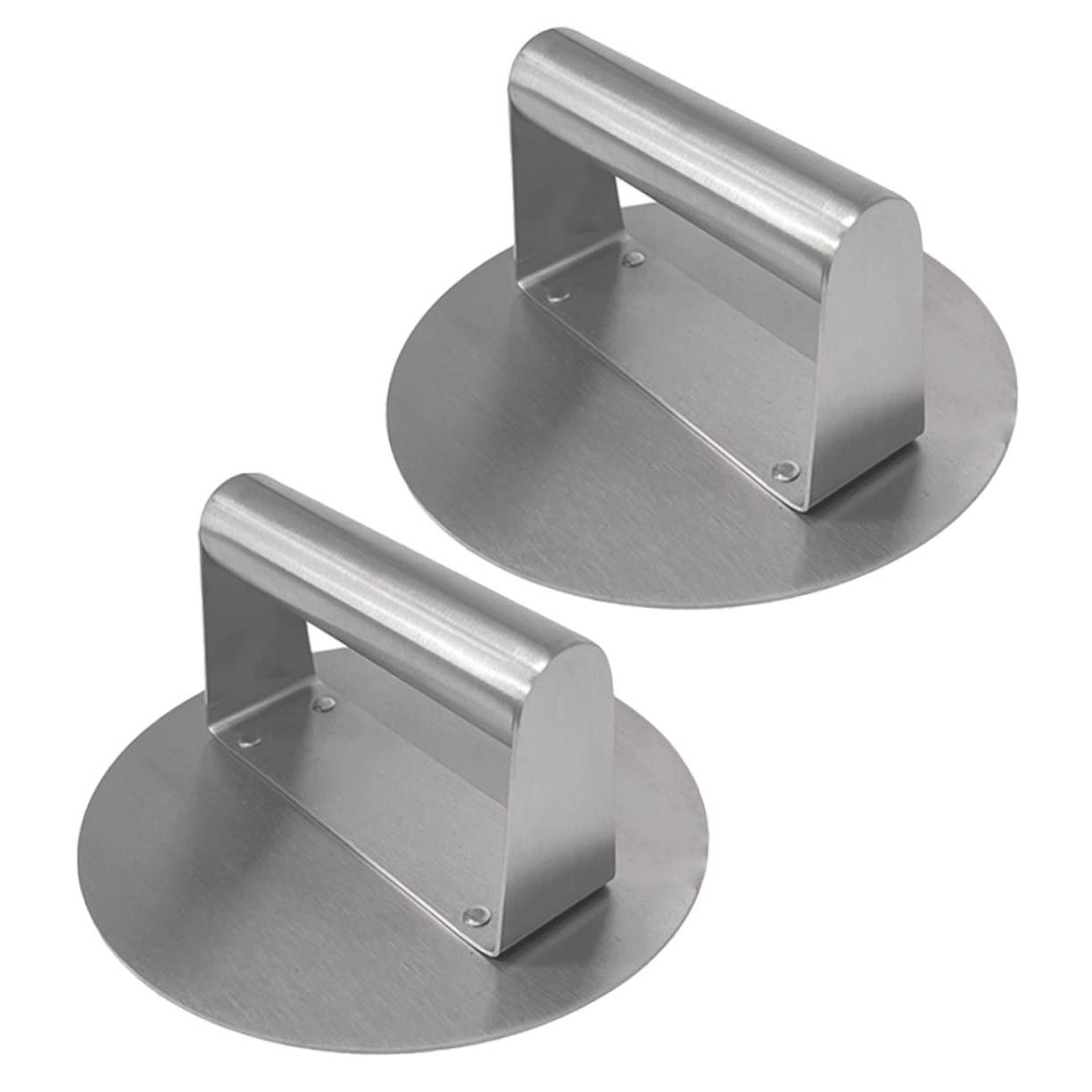 Yardwe 2pcs Stainless Steel Hamburger Press Round Patty Smasher Tool for Griddle Cooking Durable Meat Press with Ergonomic Handle Easy to Clean and Maintain