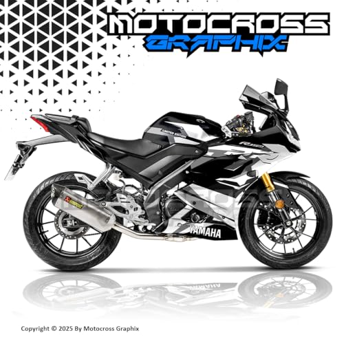 Image of R15 V3 Graphic Kit| RR B&W| by Motocross Graphix| Printed on Premium Vinyl with Ultra Gloss Laminate, Waterproof, Precise Precut Sticker, Non-Fading, Pack of 1 for Full Bike