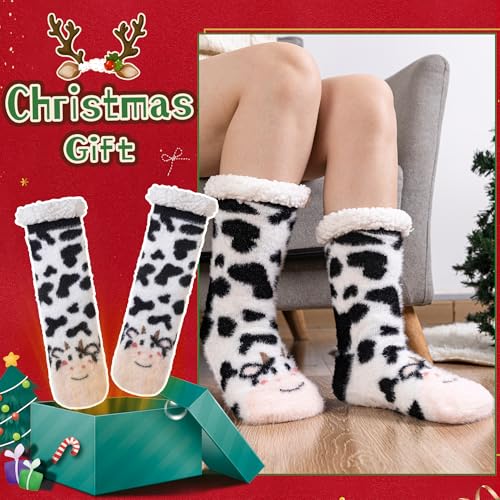 Image of WEVIAS Womens Slipper Fuzzy Socks Winter Thermal Cozy Warm Fleece Lined Non Slip Fluffy Thick Soft Sleep Cabin Socks With Grips
