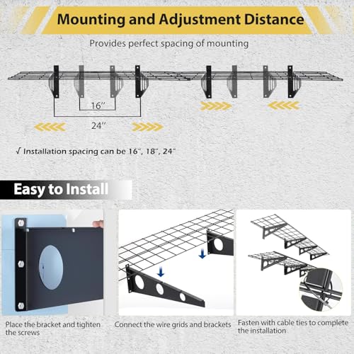 2 Pack 1x6Ft Garage Storage Shelving Wall Mounted, 12-Inch-By-72-Inch 600 Lbs Heavy Duty Storage Shelves, Wall Shelve Garage Storage Rack Floating Shelves Organization for Warehouse, Laundry