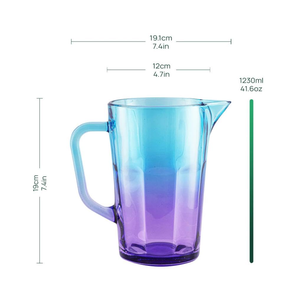 TREND FOR HOME Szklany Dzbanek z Uchwytem 1 Litr Karafka na Wodę Dzbanek na Lemoniadę Napoje Soki Mleko Piwo Sangria Wazon na Kwiaty 19 cm Kolorowe Szkło, Gigi Dreamy Sunset