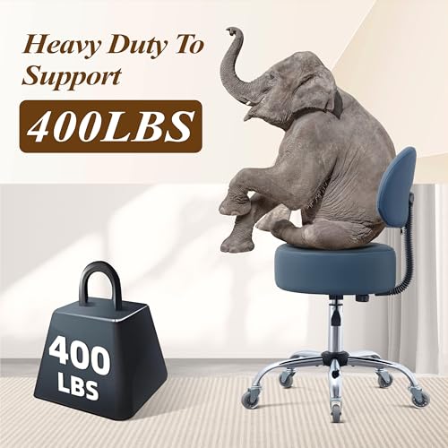 Image of Ergonomic Drafting Stool with Backrest, 400LB Heavy Duty Hydraulic Stool, 19-25 Inch Adjustable Height Rolling Stool Chair with Lumbar Support for Standing Desk, Salon, Tattoo, Kitchen, Home Office