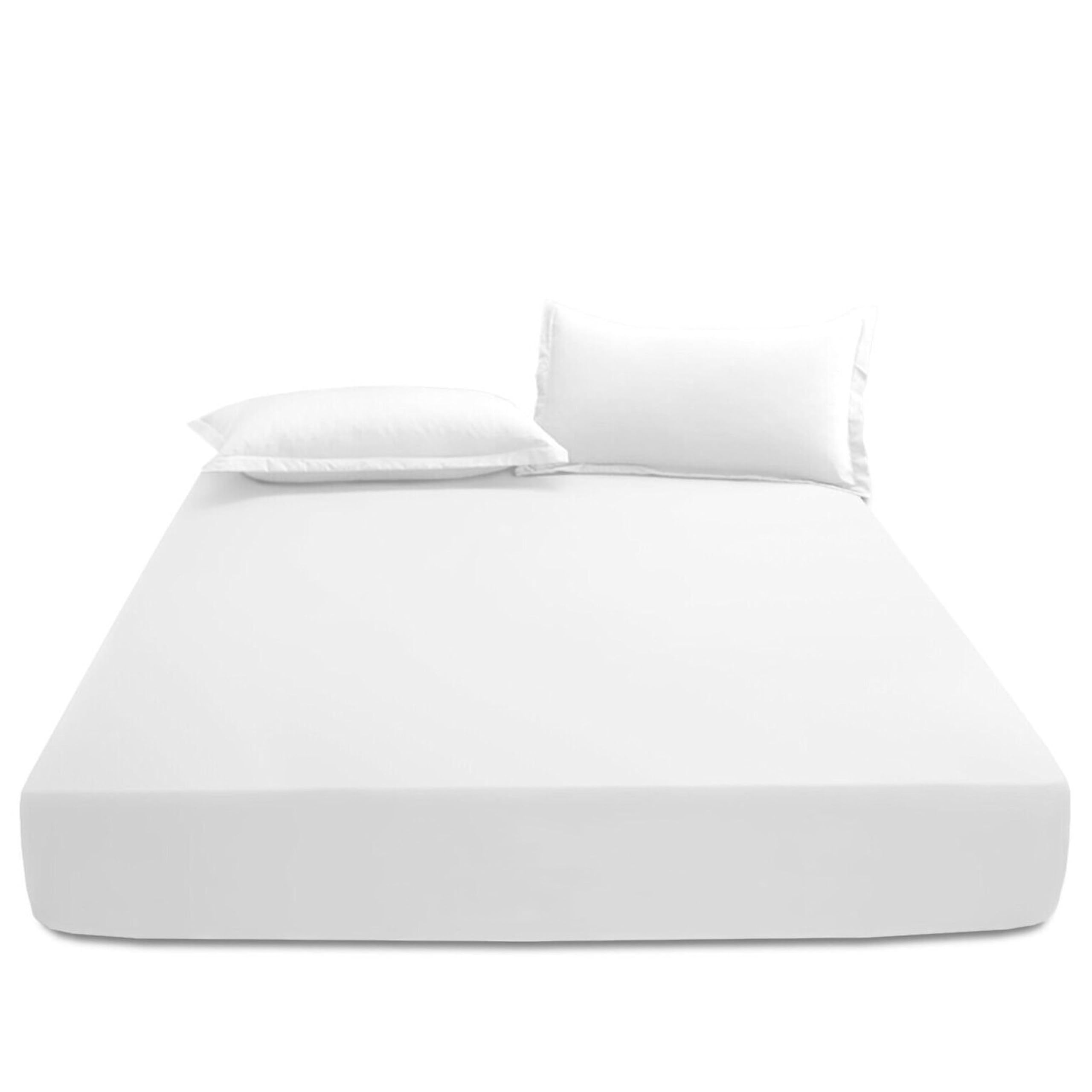 Ev DekorMF0001 Fitted Sheet Double, White - Deep Pocket Bedsheet 10inch (25 cm) - Soft Brushed Microfiber Fabric - Shrinkage and Fade Resistant - Bottom Sheet - Double Bed Fitted Sheets