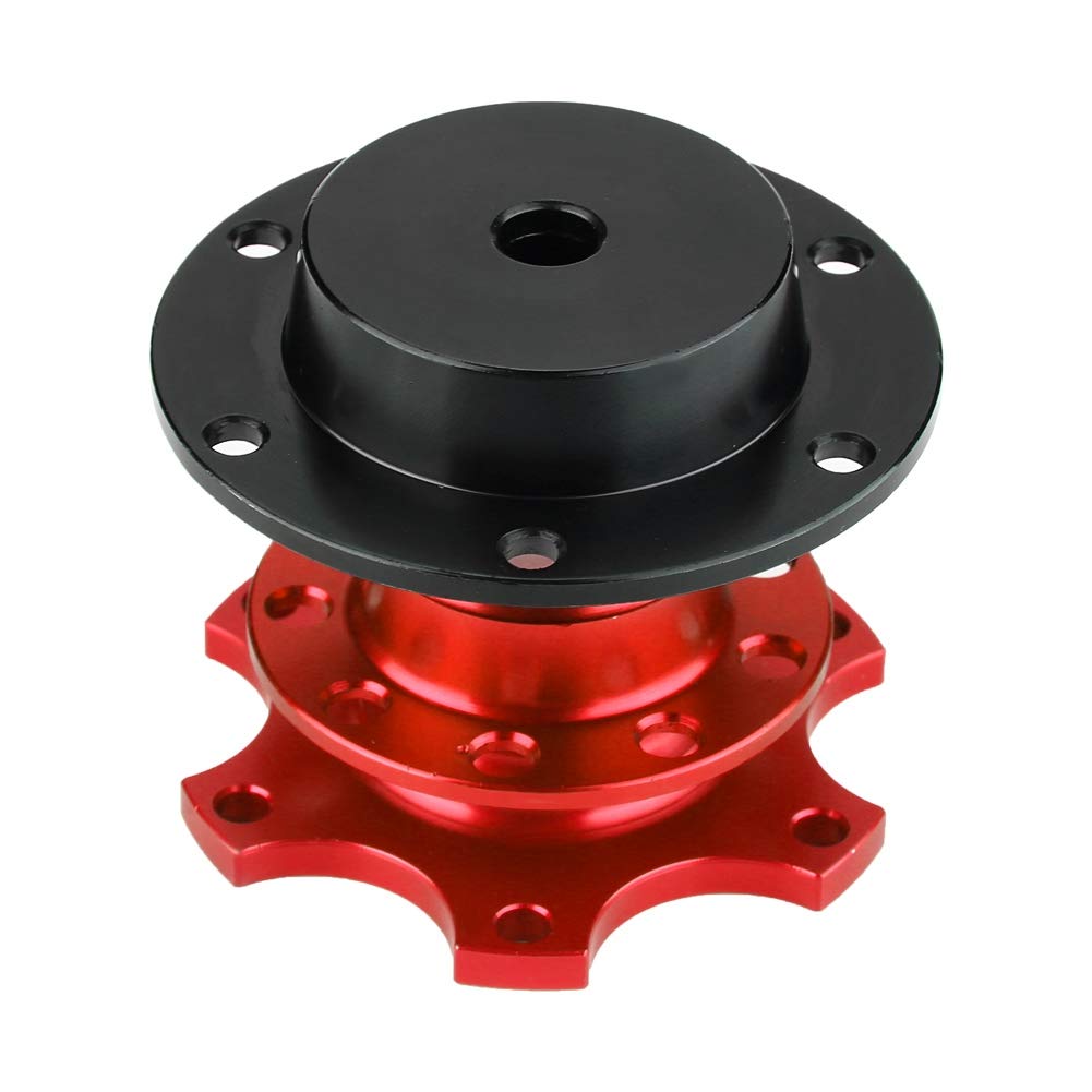 Adaptateur De Moyeu De Volant Racing Quick Release Amovible Snap Off Kit En Alliage D'Aluminium Universel(Rouge) pour