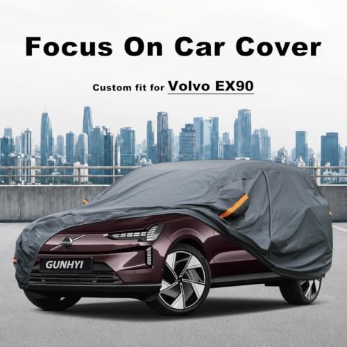 Image of GUNHYI Premium Car Cover Custom Fit Volvo EX90, 16 Layers Heavy Duty Car Cover Waterproof All Weather with Zipper Door for Sun Rain Snow Dust Uv Protection