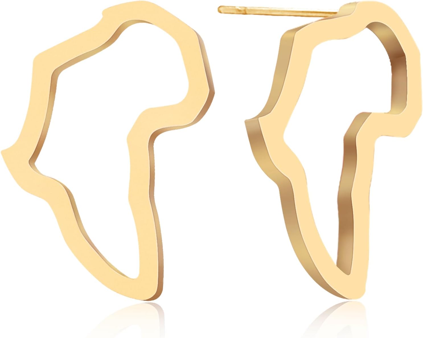 14k Gold Hollow Africa Map Stud Earrings Minimalist Ethnic African Map Dangle Drop Earrings for Women Dainty Jewelry Gifts