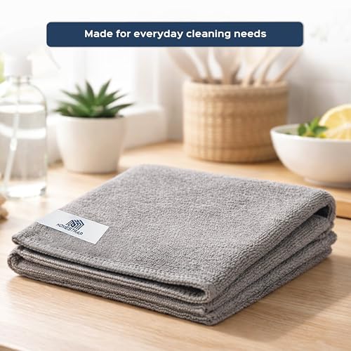 Image of Homestrap Grey Microfiber Cloth 340 GSM (40*40 CM) Set of 4 | Highly Absorbent Multipurpose Cleaning Cloth for Kitchen, Glass, Car & Home | Scratch-Safe, Reusable Streak-Free Microfiber Wiping Cloth