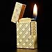 Traditional Soft Flame Butane Lighter, Adjustable Flame, Butane Gas Refillable, Vertical Ignition Roller, Gold
