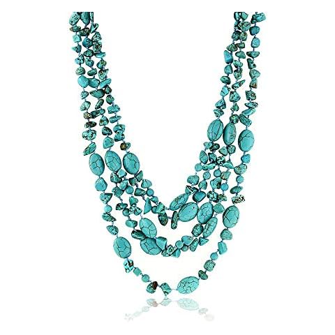 Gem Stone King 20" 3-Strands Green Simulated Turquoise Necklace Cover
