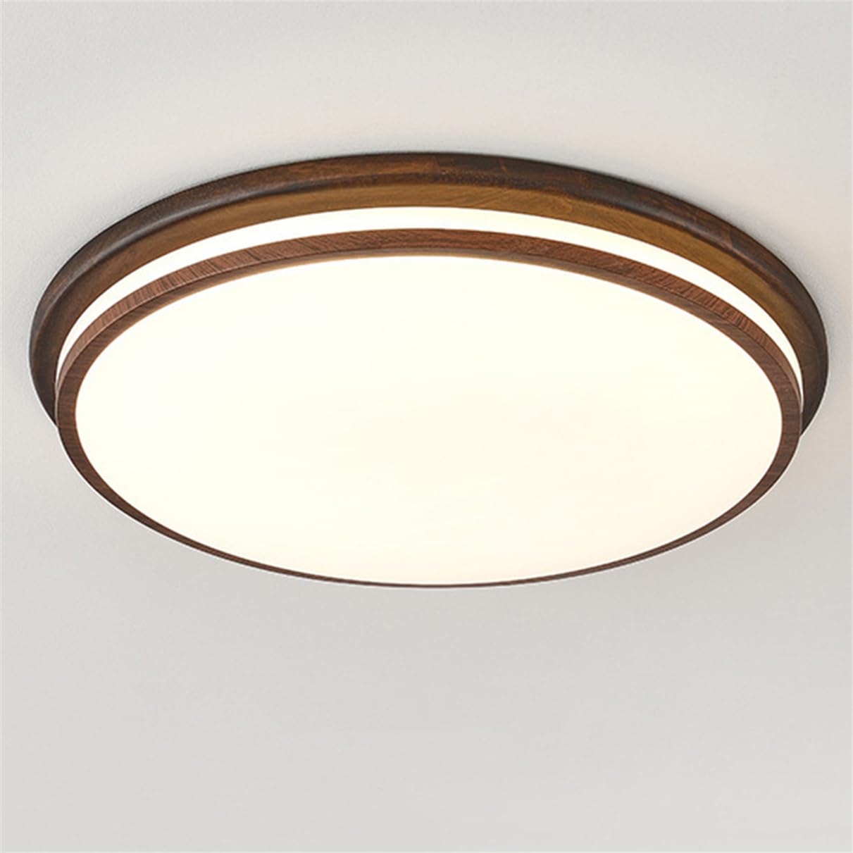 JXYDJH Japanese Wabi-sabi Art LED Light Flush Mount Entryway Fixtures 36W LED Dimmable Ceiling Light Mid-Century Walnut Balcony Circle Ceiling Lamp for Living Room Bedroom and Study Room 1-Pack