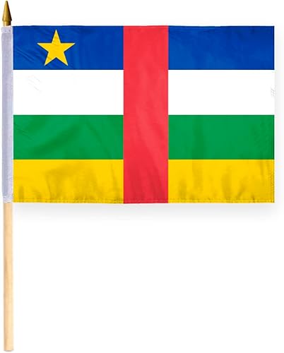 Miniatura 2 de AGAS - Bandera de la República Centroafricana de 5 x 8 pies, nailon 200D, 6 agujas, dobladillo cosido, ojales de latón a prueba de óxido, tamaño