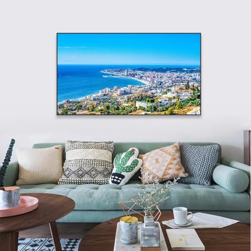 Affiche voyage côtes pour salon - Tableau mer et ciel bleu 50x100cm