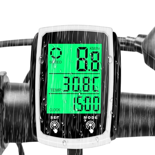 Cuentakilómetros Bicicleta, 19 Funciones Velocimetro Bicicletam, Impermeable Ciclocomputador con Pantalla LED de Retroiluminación, Velocimetro Bicicletam, Cuenta Kilometros Bici Inalambrico