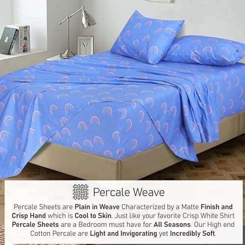 Image of RUVANTI 100% Cotton Percale Sheets Twin Size, Baby Rainbow | Crisp Cooling, Deep Pocket 16 inch, Soft Breathable & Durable, Hotel-Style, 3 Piece Set
