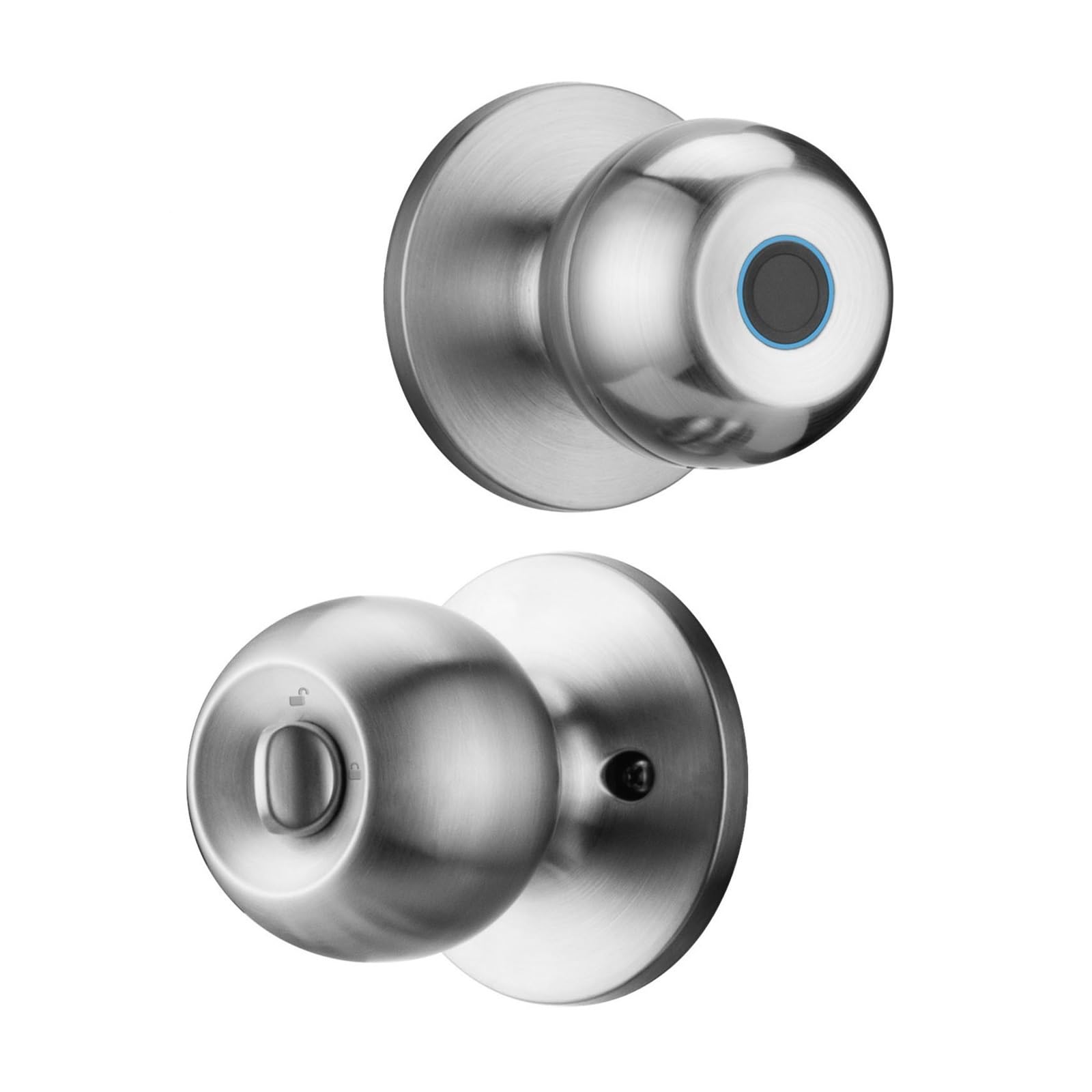 Serrure de porte intelligente premium argentée avec lecteur d'empreinte digitale haute sécurité