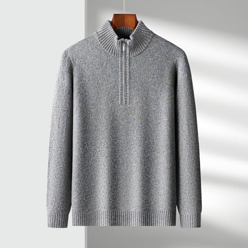 Men's 100% Wool Quarter Zip Pullover Sweaters Winter Warmth Half Zip Jacquard Pullover Sweater3