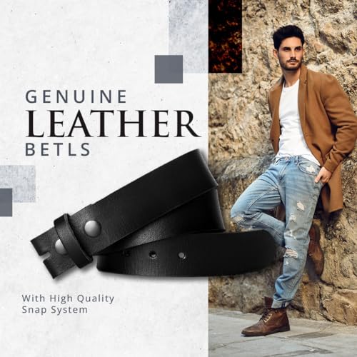 Leather Belt for men, Genuine Leather Belt without buckle, Men Belts Replacement belt Snap on Strap-1.5 inch Wide3