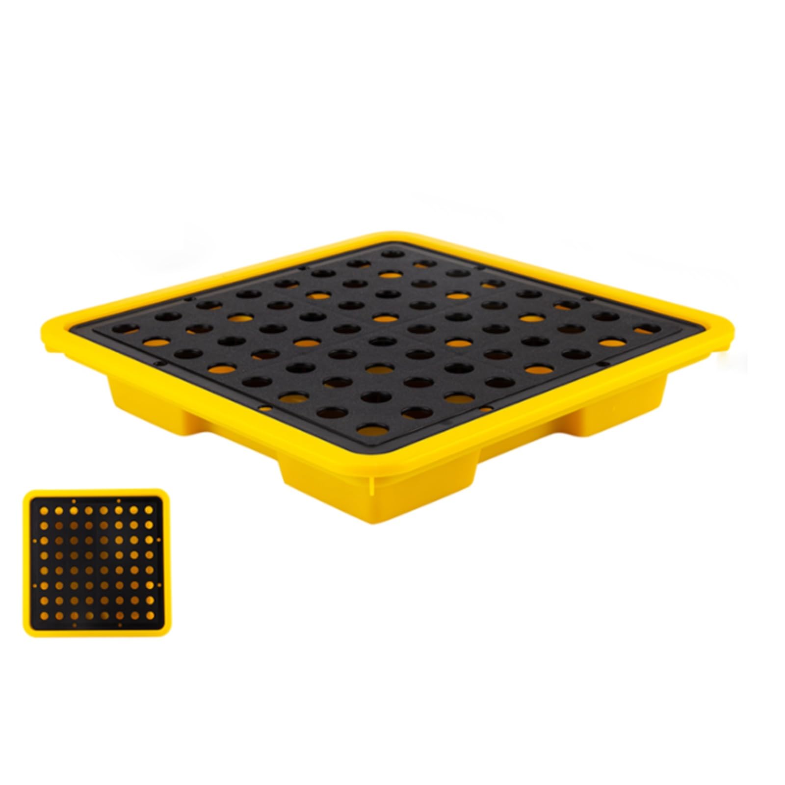 QUSYZD Spill Containment Tray with Drain Outlet, Stackable Modular Platform for Oil Barrels, Prevents Leaks and Spills,A