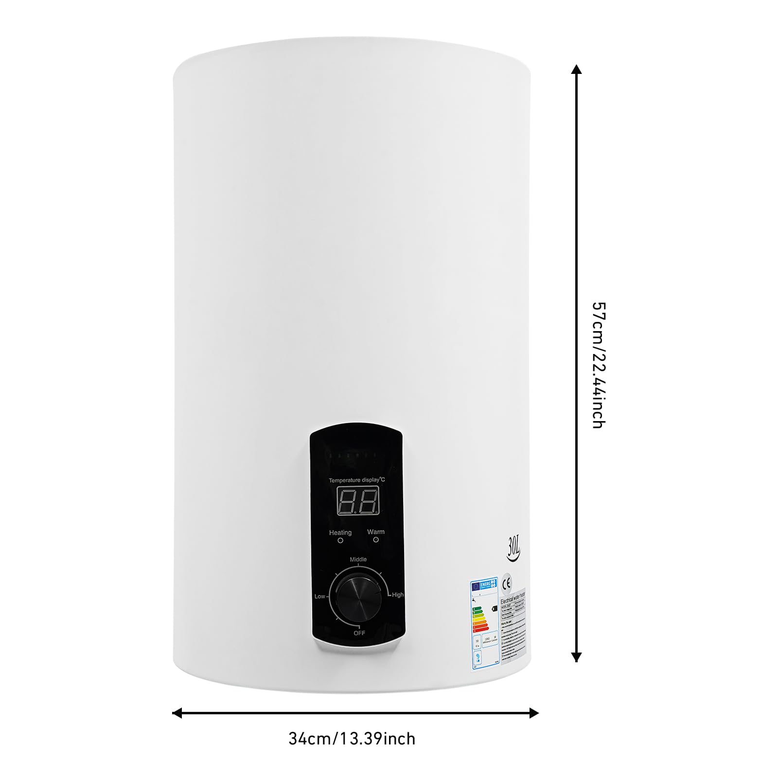 Chauffe-eau électrique 30 l acier inoxydable tube chauffant montage mural alimentation rapide eau chaude