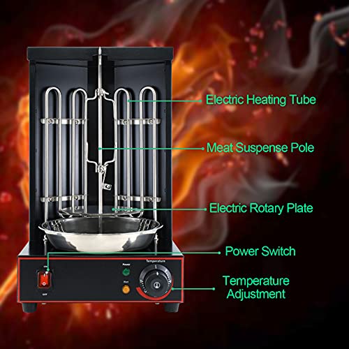 Bndhkr Electric Homemade Chicken Shawarma Doner Kebab Turkey Barbecue Machine Countertop Rotisserie Grill With Temperature Control, Black Commercial Vertical Broiler #TOP3