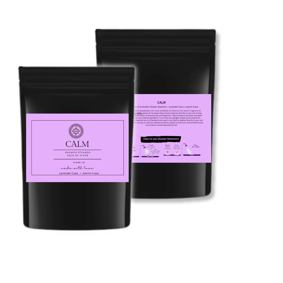 Aaranyam CALM Aromatherapy Shower Steamers - 10 Tablets (1oz each), Lavender & Jasmin Shower Bombs with Essential Oils for Stress Relief, Self Care, Relaxation. Perfect for Women, Men, Moms.-image-45