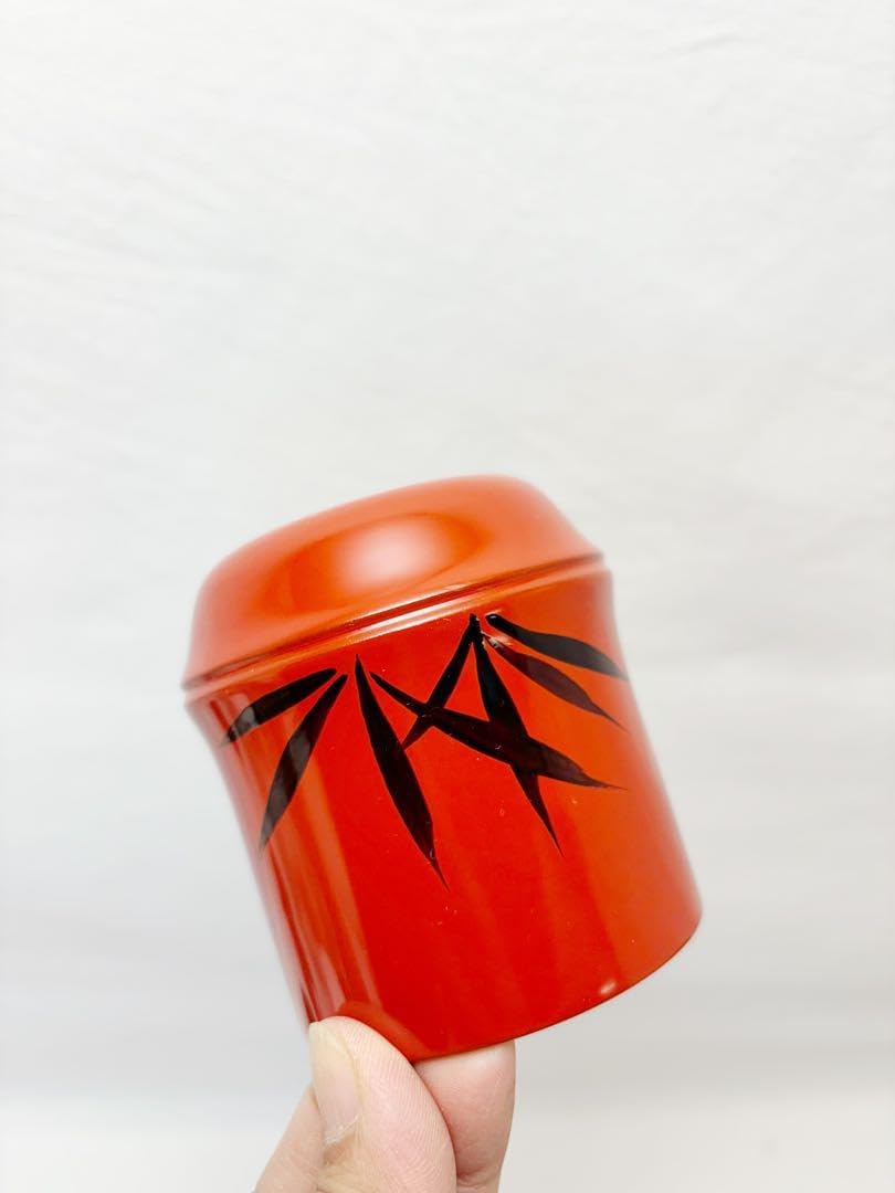 懐石道具 木製朱塗 箸洗 5客揃 竹蒔絵 内黒 竹形