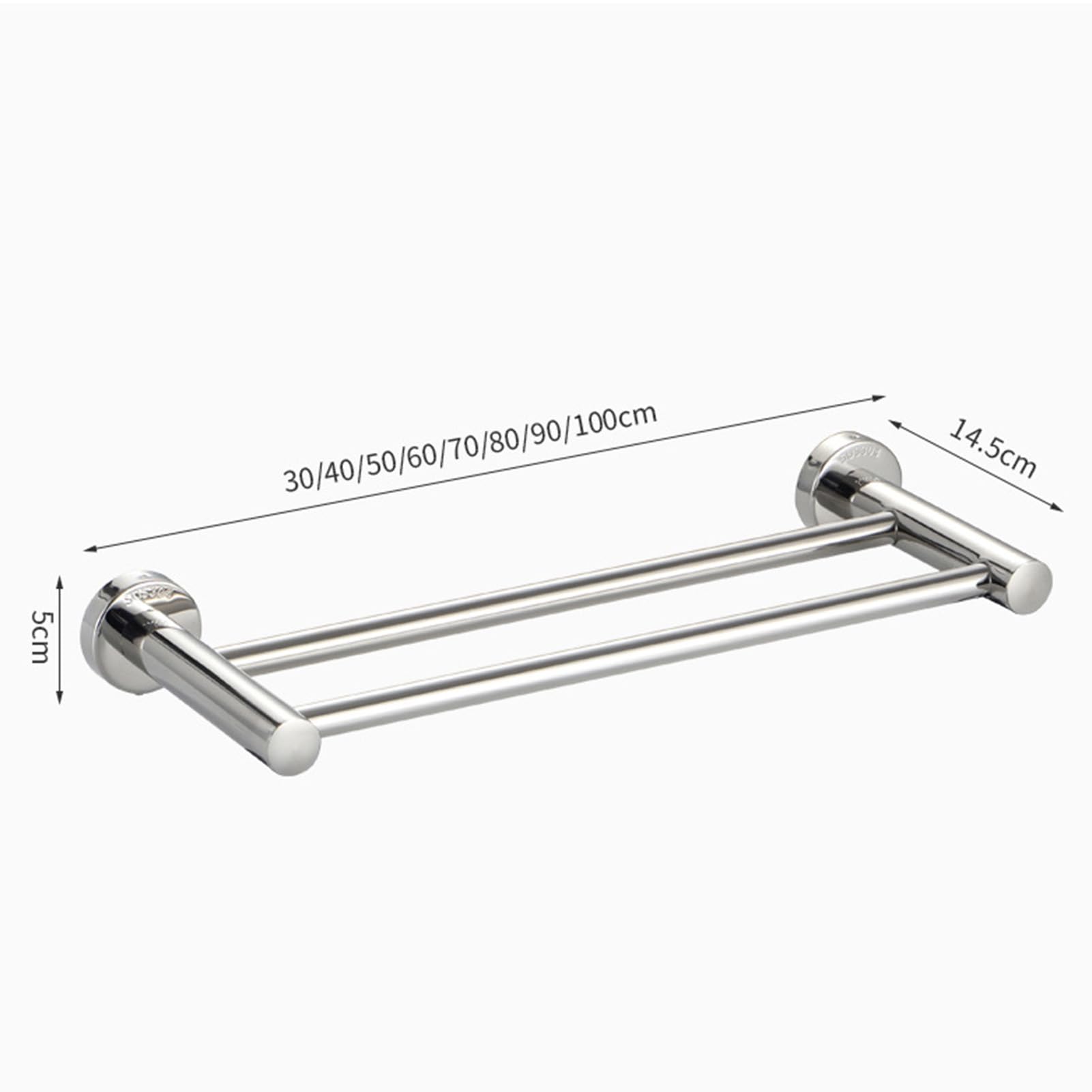 Toallero Doble de Acero Inoxidable Plateado Cepillado de 40 cm, Soporte de Pared para Toallas, Ideal para baño y Cocina. Diseño Elegante, Duradero y con Estilo Que Ahorra Espacio.