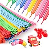 Voircoloria 100Pcs 260 Balloons Rainbow Long Balloons for Balloon Garland Thickening Skinny Latex Twisting Animals Modeling Christmas Birthday Wedding Party Decorations
