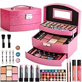 Hot Sugar Girls Makeup Kit for Birthday Gift, All in One Beginner Makeup Set for Women Full Kit, Christmas Cosmetic Set for Teens 10 12 13 16 Includes Real Cosmetics and Makeup Tools (ROSY)