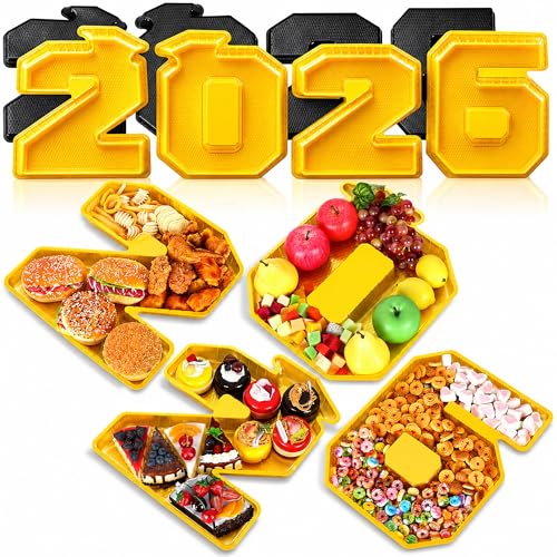 JMUQ 8 Pcs 2026 Charcuterie Numbers Fillable 13.7 Inch 2026 Graduation Decorations Plastic Serving Tray Board Boxes for Kindergarten Preschool High School College Party Centerpieces