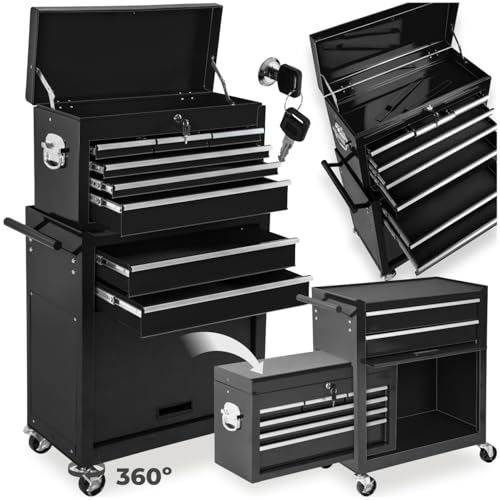 TecTake Werkzeugwagen mit Aufsatz | verschließbare Schubfächer | Kugelgelagerte Gleitschienen | -diverse Farbe- (Schwarz | Nr. 402803) 1 TecTake Werkzeugwagen mit Aufsatz | verschließbare Schubfächer | Kugelgelagerte Gleitschienen | -diverse Farbe- (Schwarz | Nr. 402803)