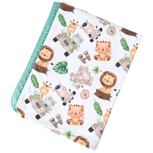 Image of Bundled Joy Baby Gifts - Premium Soft Plush Lightweight Minky Dot Toddler Baby Newborn Blanket 30"x40" (Safari Green)
