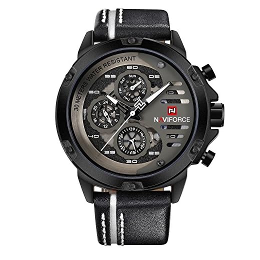 Sport Military Watches for Men Waterproof Watch Analog Quartz Leather Band Date Calendar Clock Wristwatch